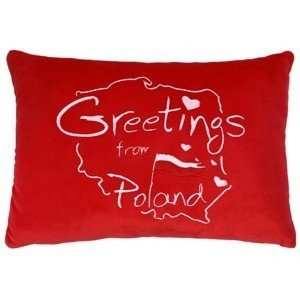 Poduszka Greetings from Poland czerwona 30cm